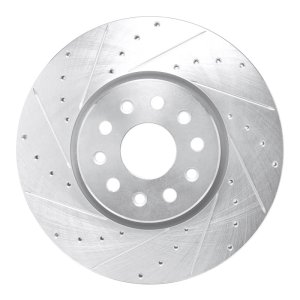 Dodge Charger Brake Rotor (1) - Front Left - R1 Concepts - Drilled & Slotted - Silver - `21-`25